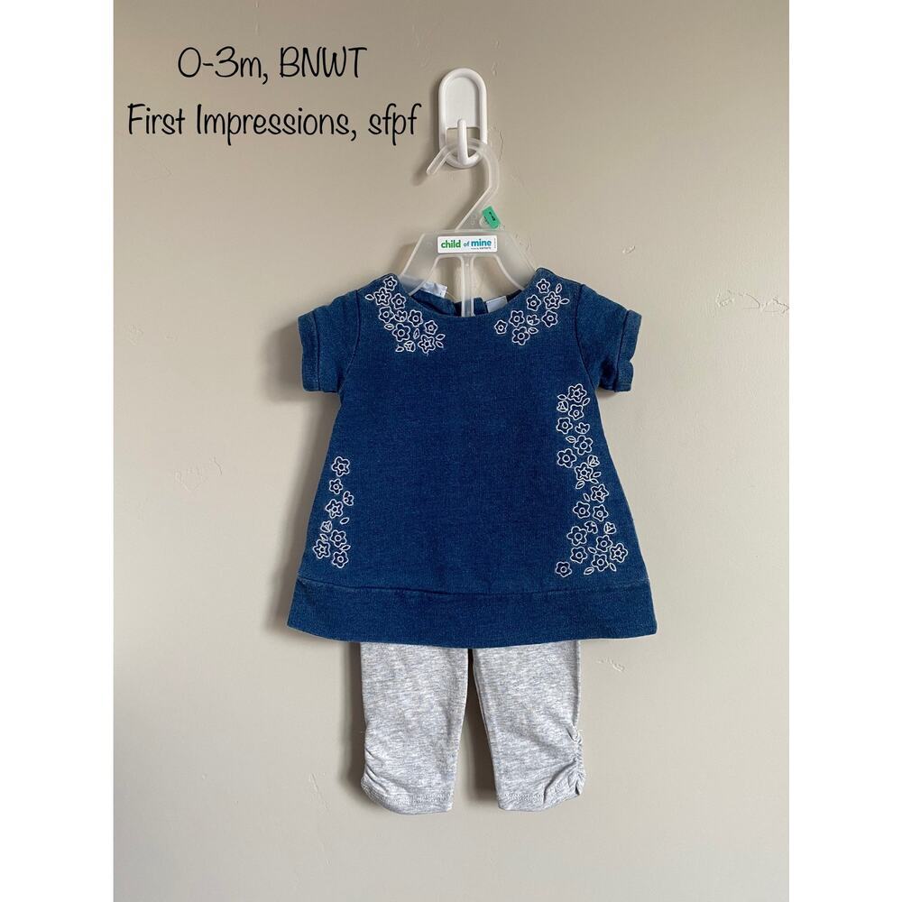 0-3m First Impressions Baby Girl Outfit- top and leggings (NWT)